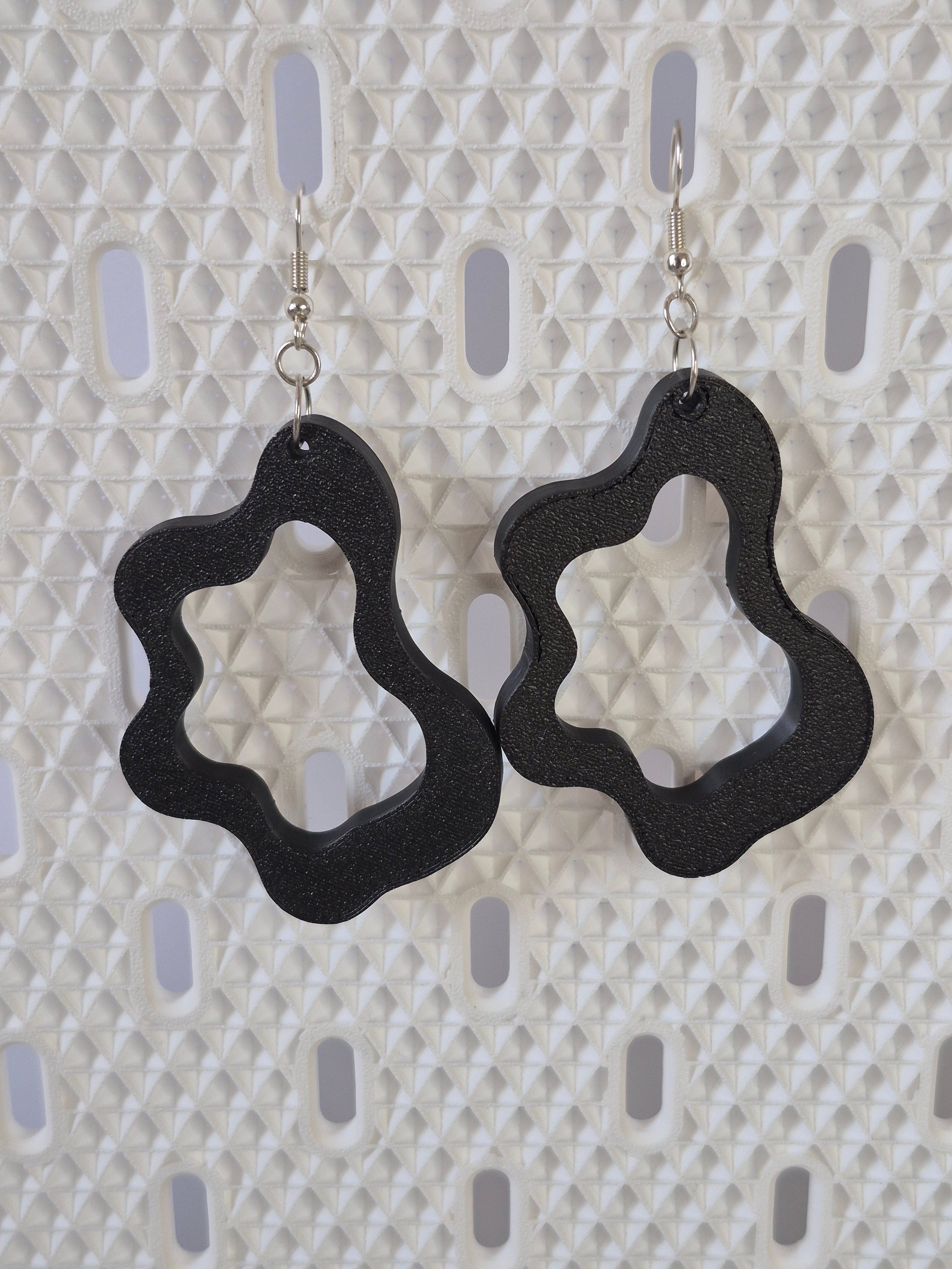 Black Ripple Earrings