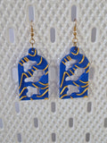 Gold Mirror Earrings (Cobalt)