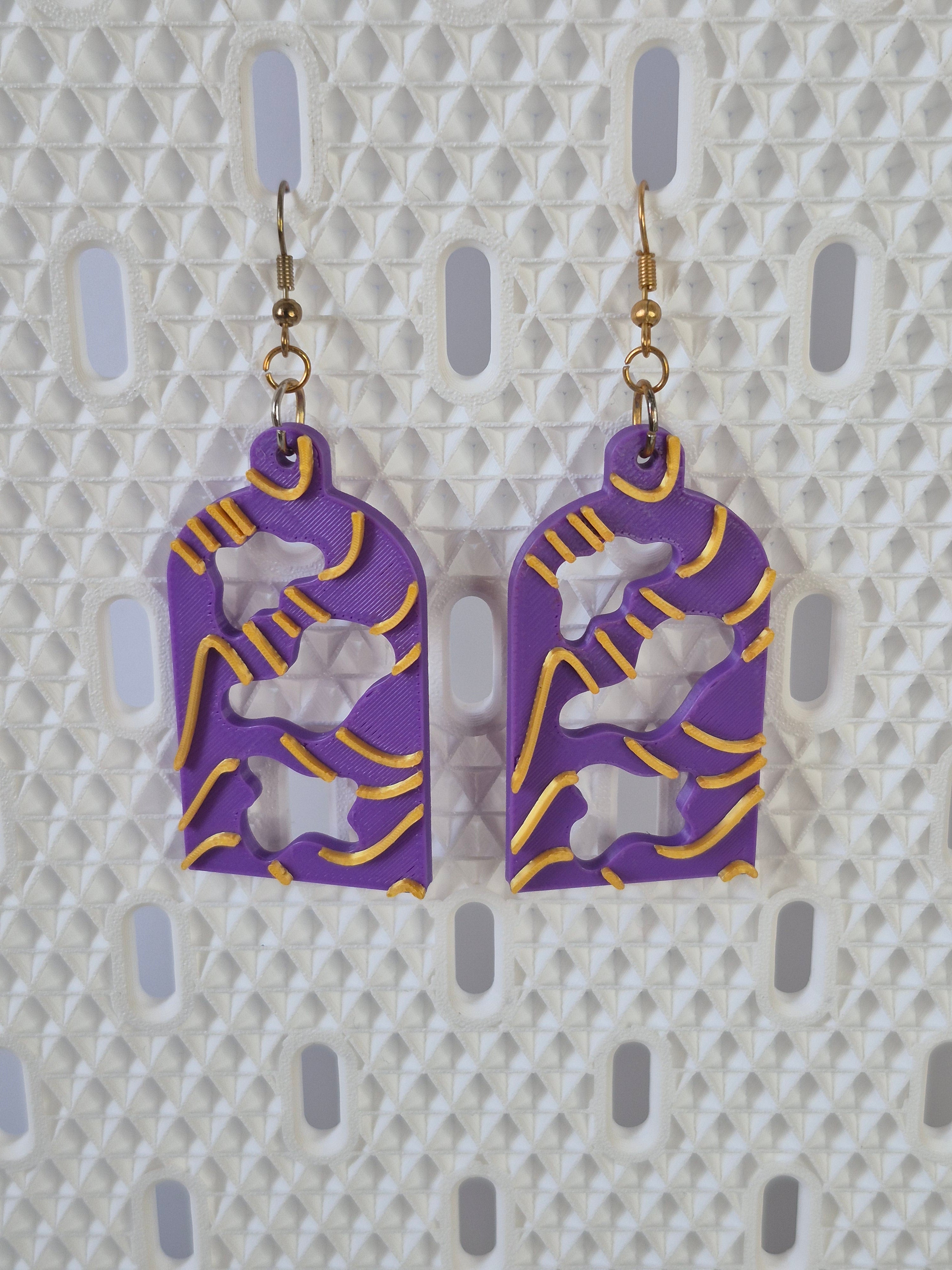 Gold Mirror Earrings (Indigo)
