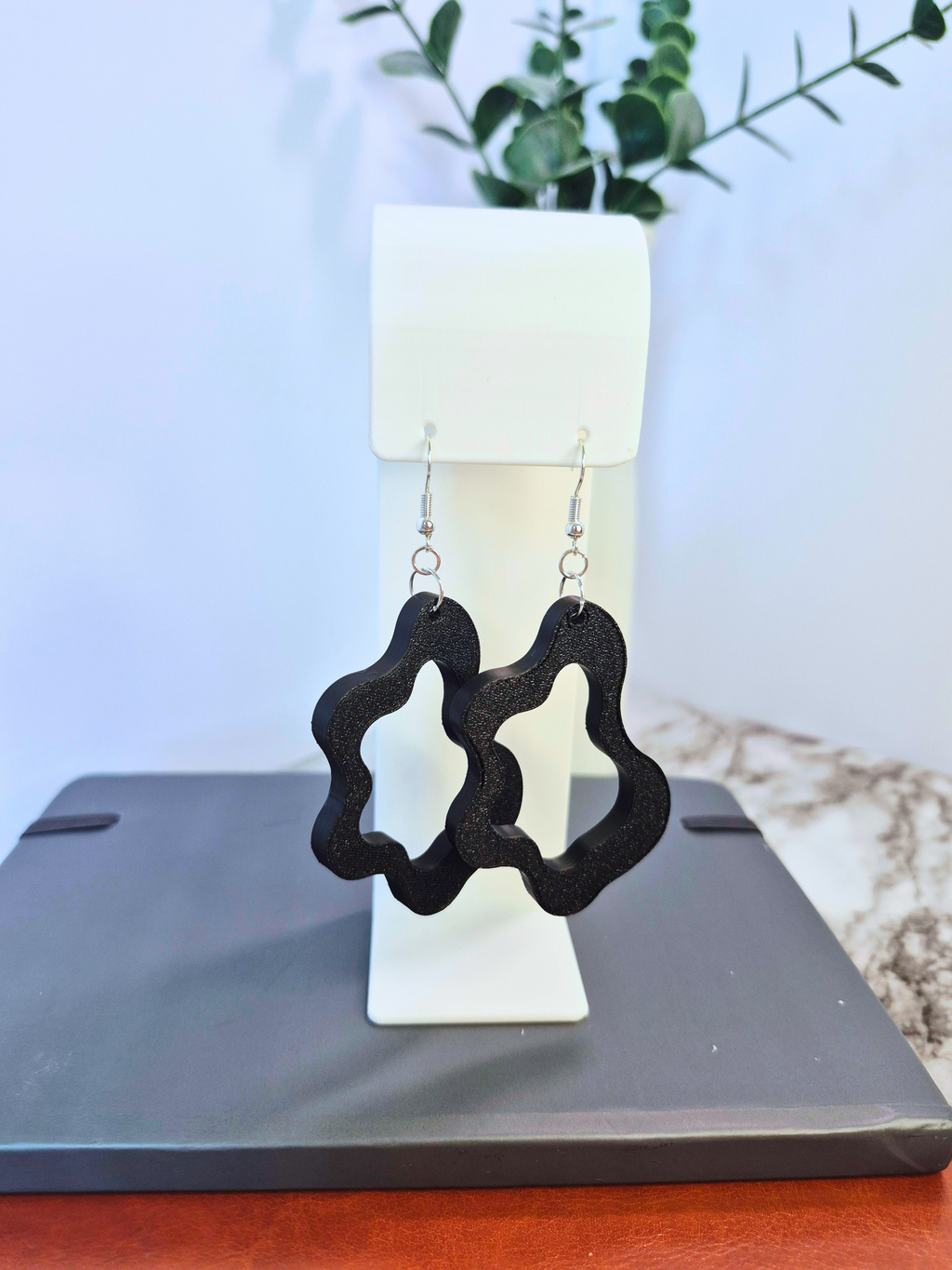 Black Ripple Earrings