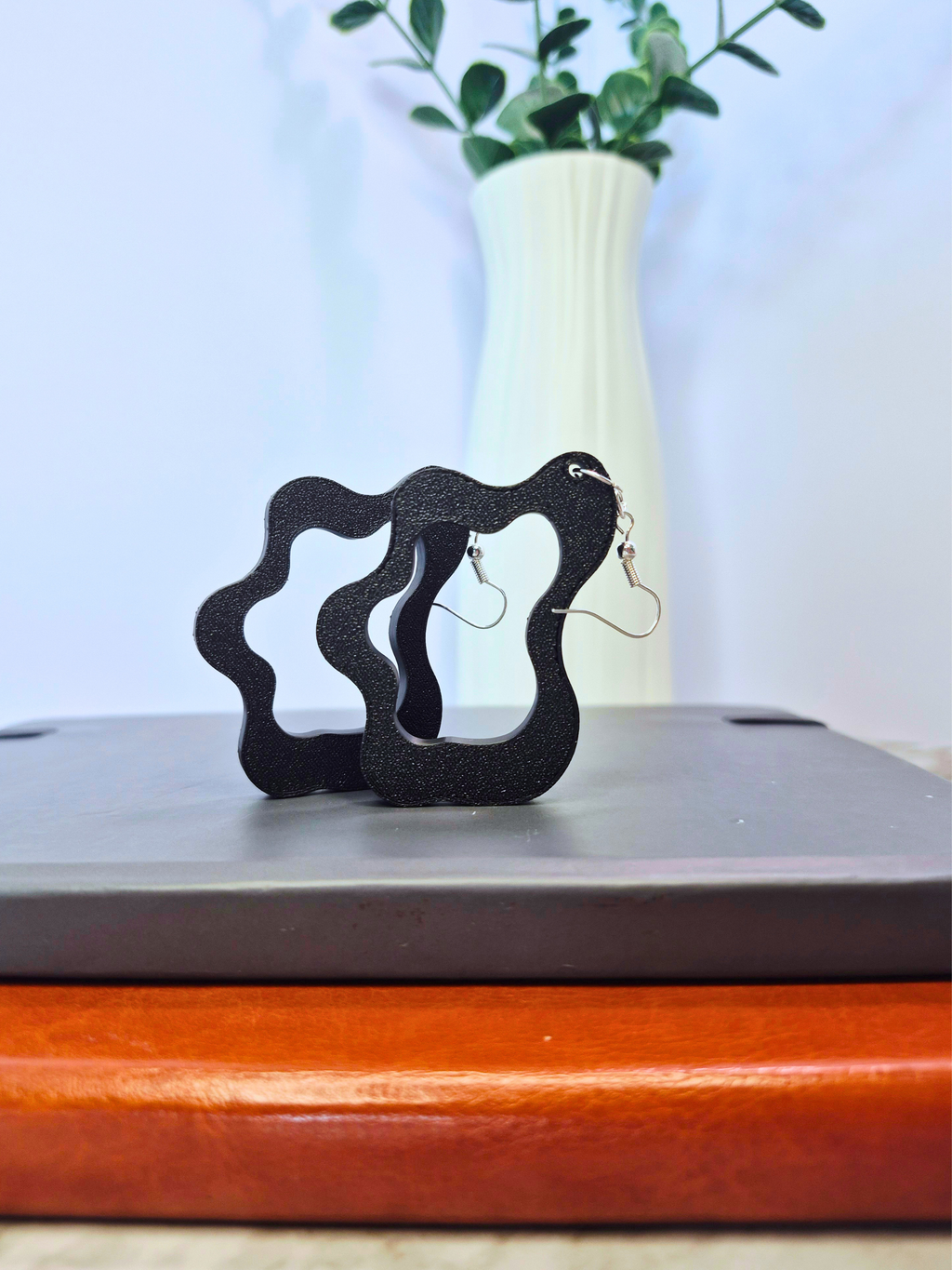 Black Ripple Earrings