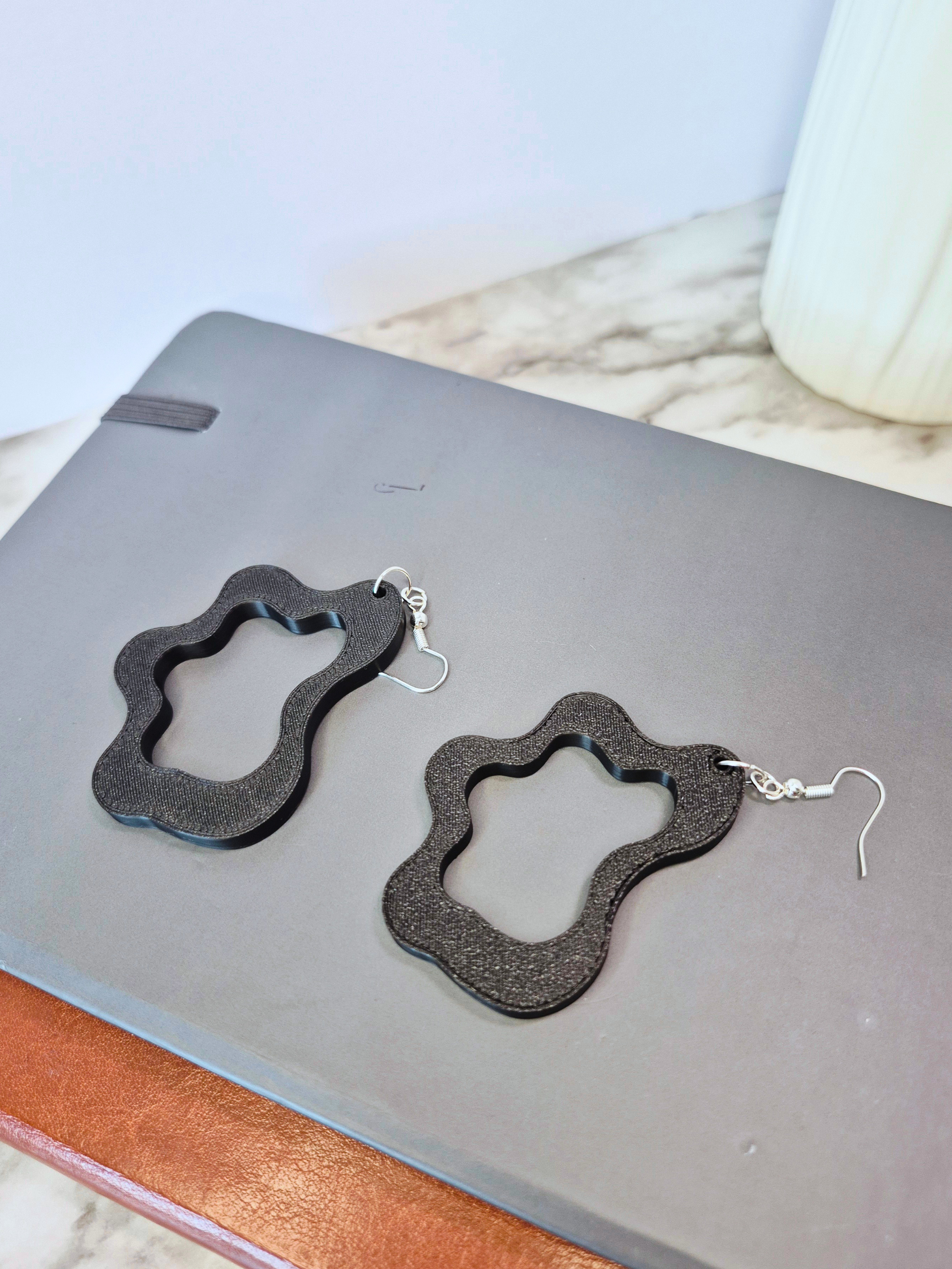 Black Ripple Earrings