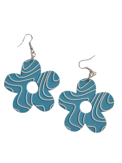 Blue Daisy Grooves Earrings