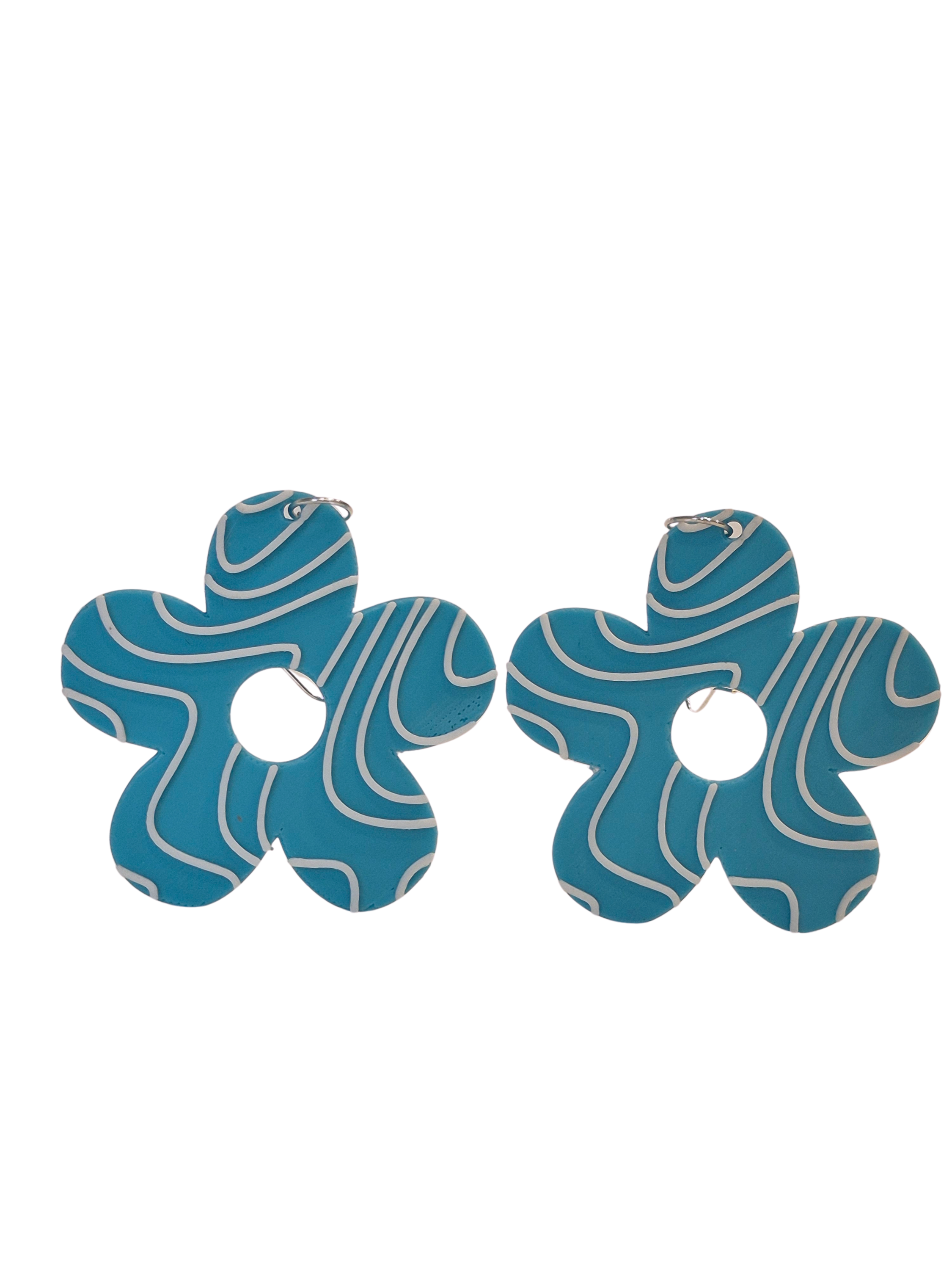 Blue Daisy Grooves Earrings