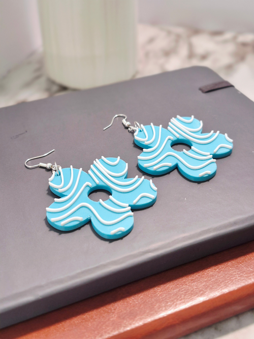 Blue Daisy Grooves Earrings