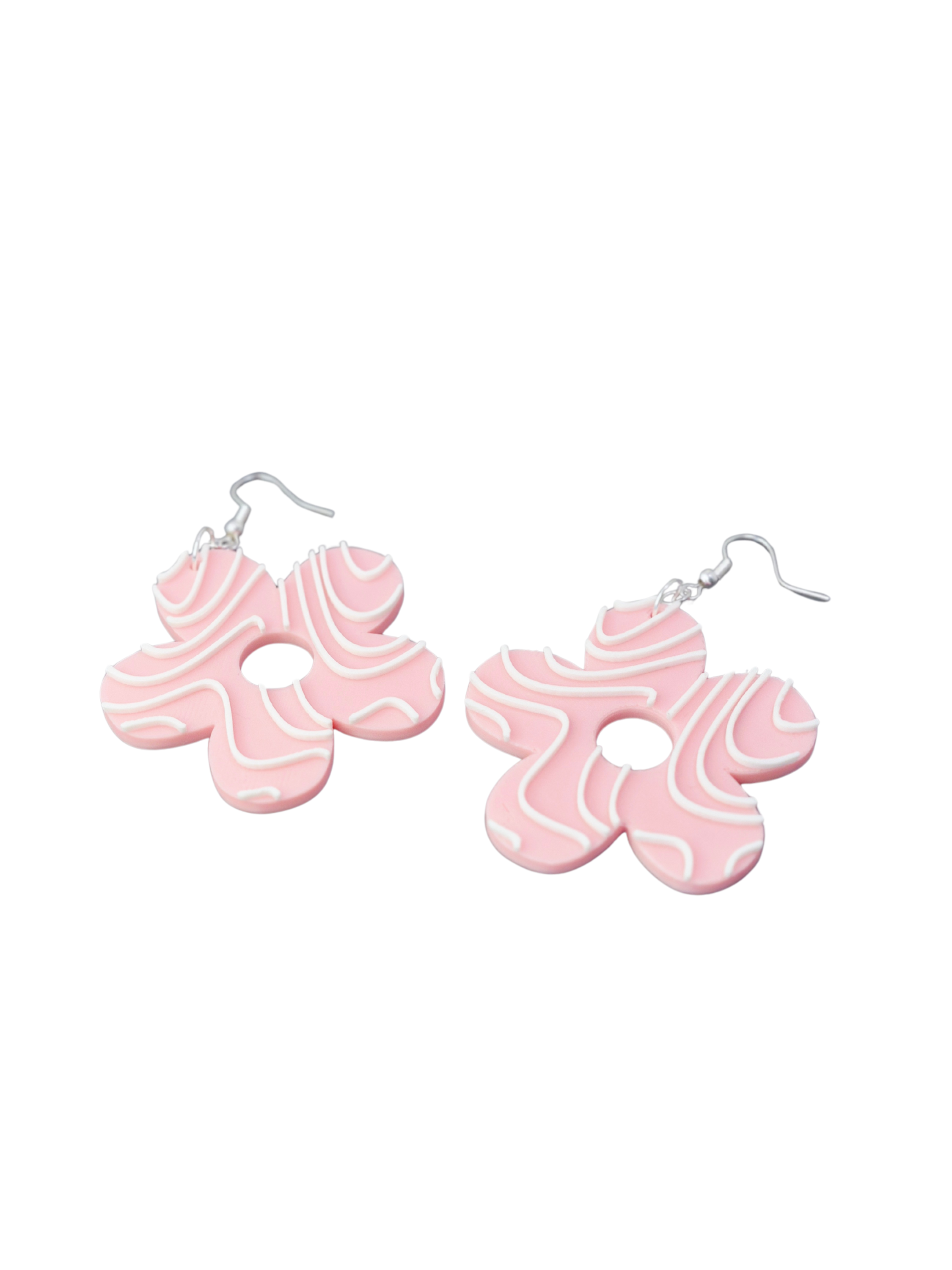 Pink Daisy Grooves Earrings