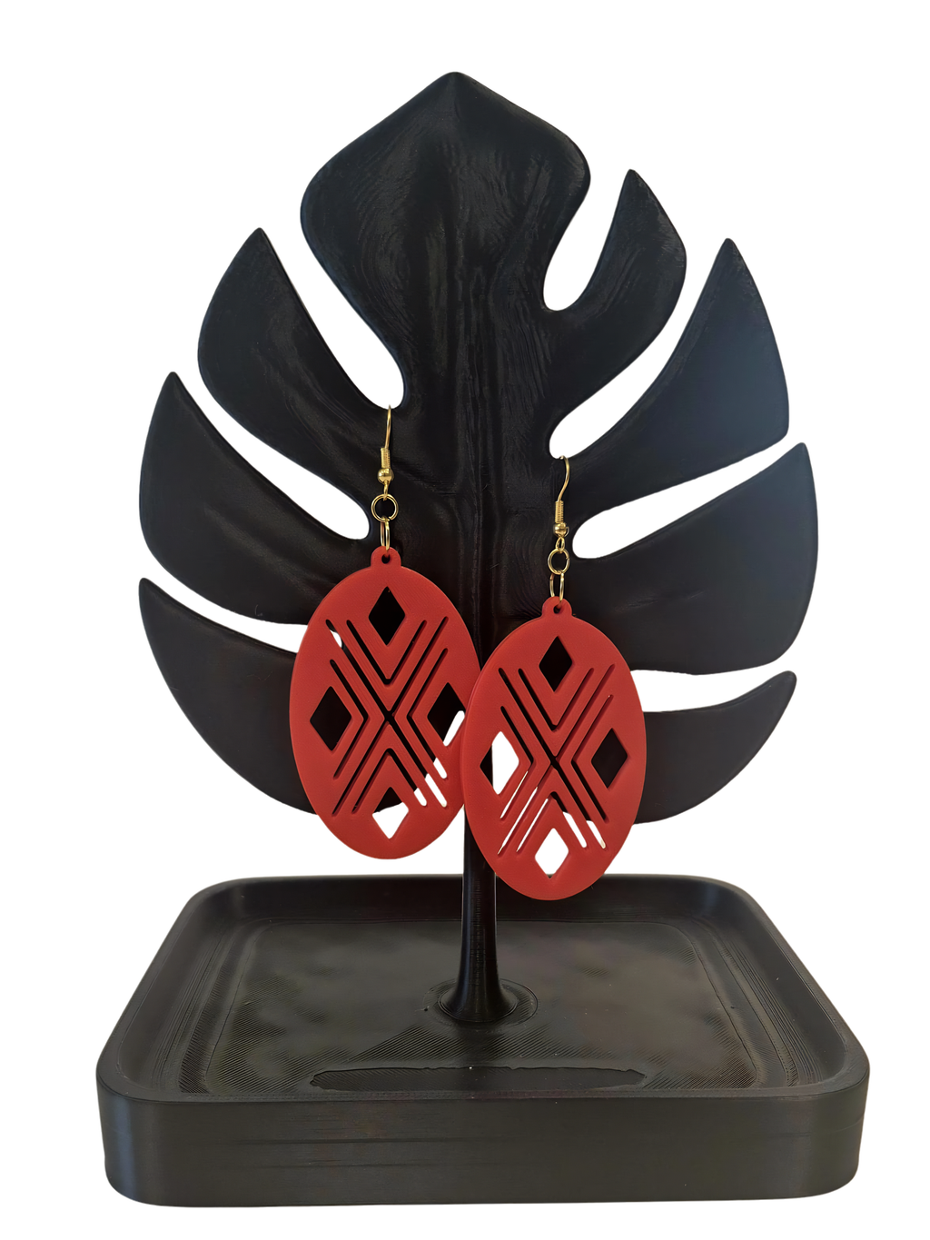 Red Native Window Earrings