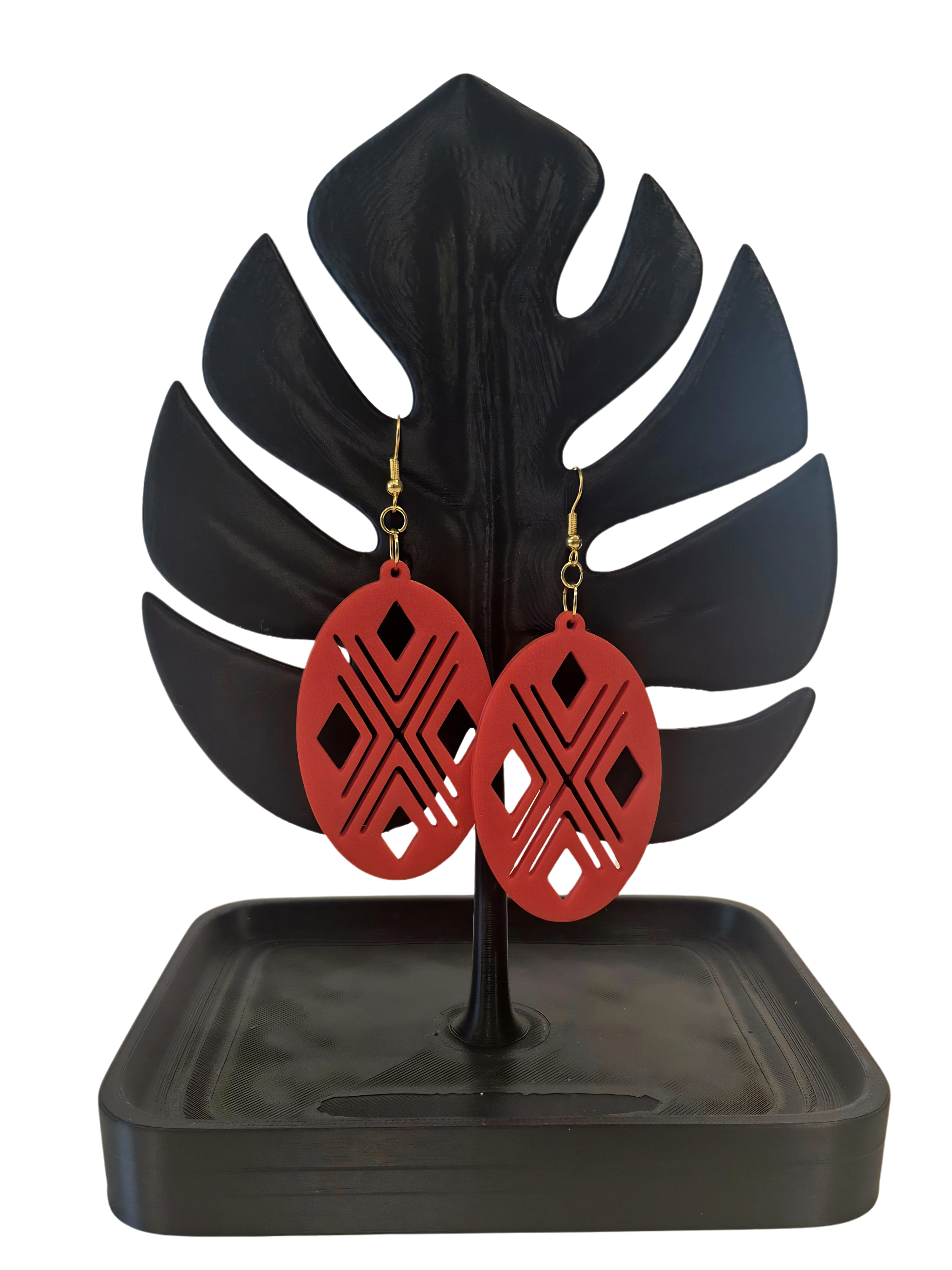 Red Native Window Earrings