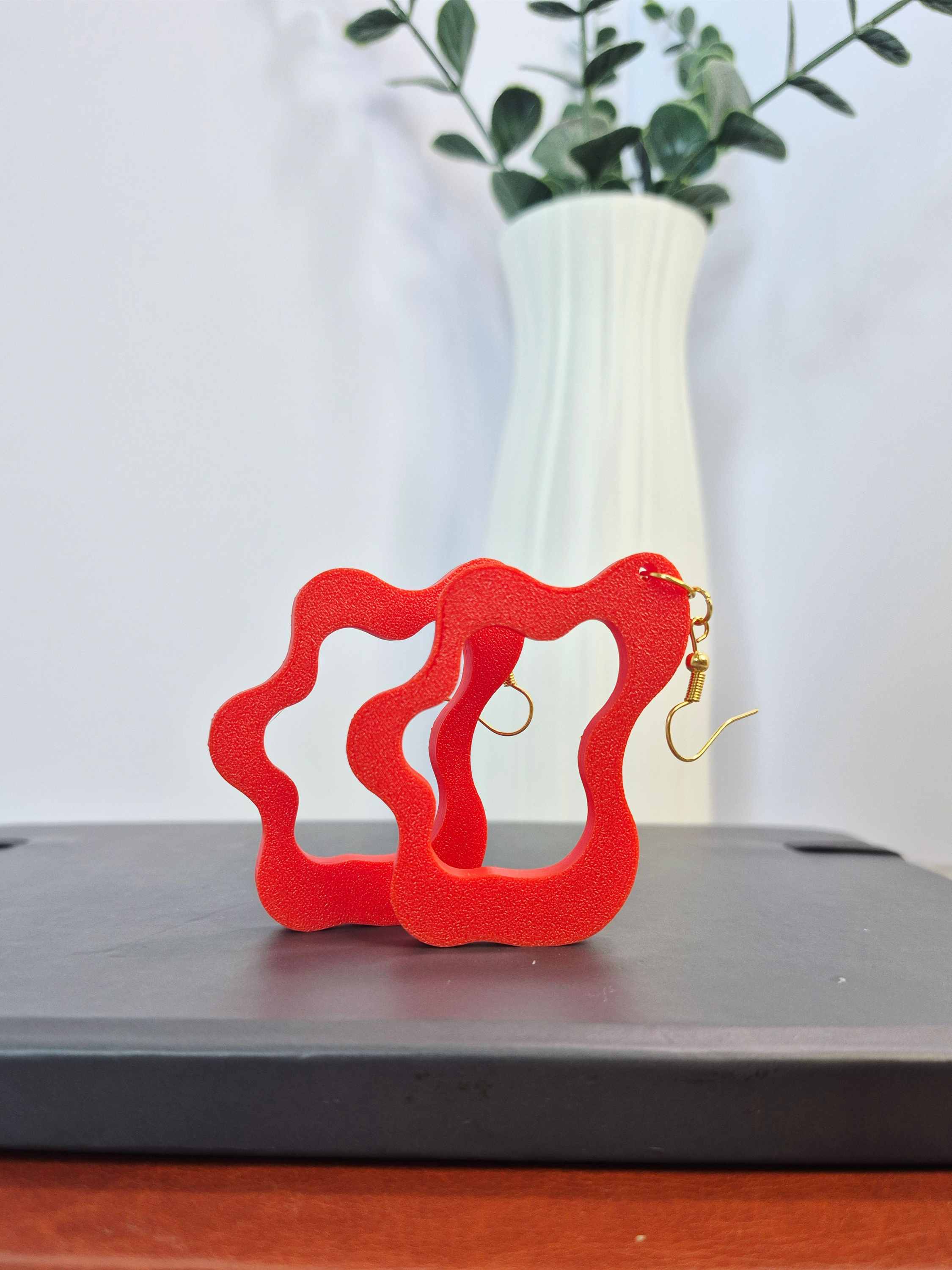 Red Ripple Earrings