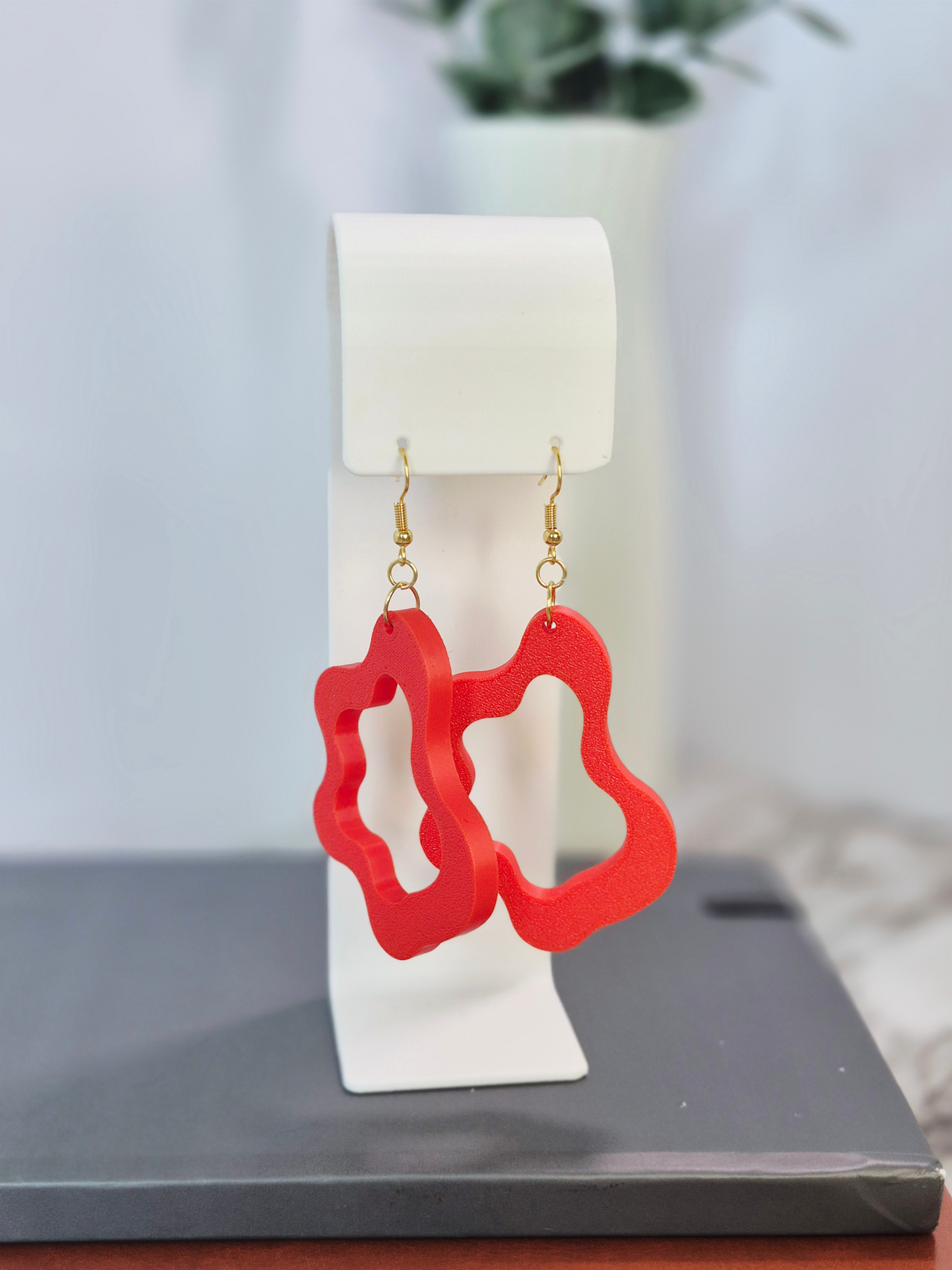 Red Ripple Earrings