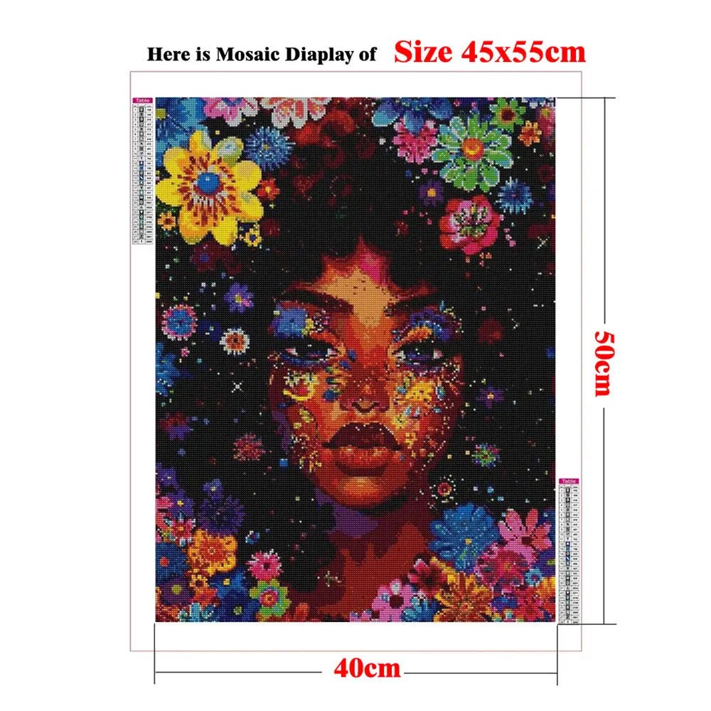 1pc frameless Black Art Diamond Painting DIY Diamond Embroidery Cross Stitch African American Woman Mosaic Rhinestone Kit Home D