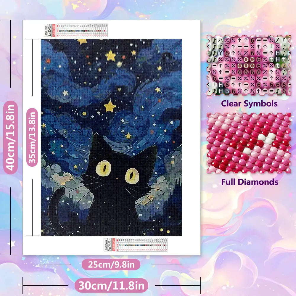 Starry Cat Diamond Painting Kit