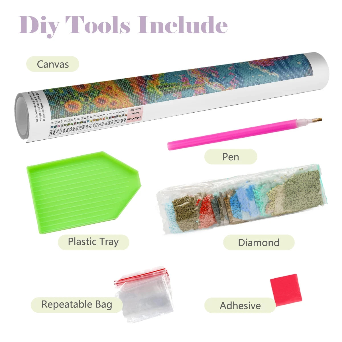 Kawaii Pastel Anime Diamond Painting kit, Purple Hair Sweet Lolita