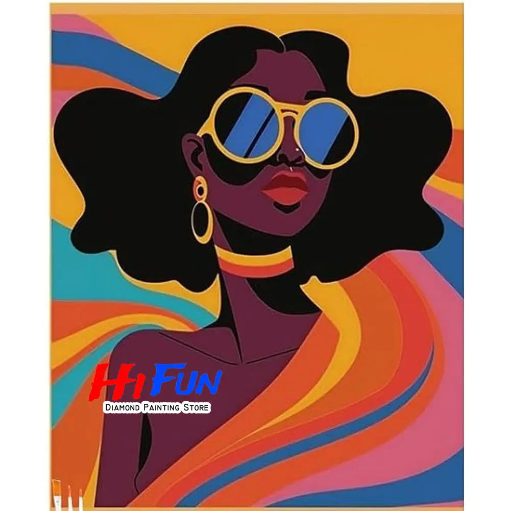 1pc frameless Black Art Diamond Painting DIY Diamond Embroidery Cross Stitch African American Woman Mosaic Rhinestone Kit Home D