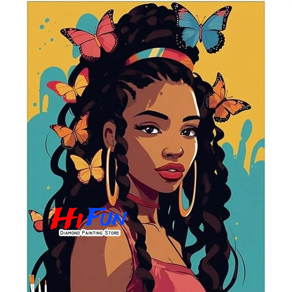 1pc frameless Black Art Diamond Painting DIY Diamond Embroidery Cross Stitch African American Woman Mosaic Rhinestone Kit Home D