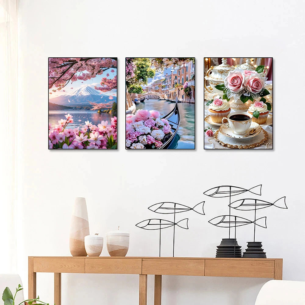 European Architecture 5D DIY Diamond Painting Kit Natural Landscape Full Diamond Mosaic Cross Stitch Kit Room Decoration Gift