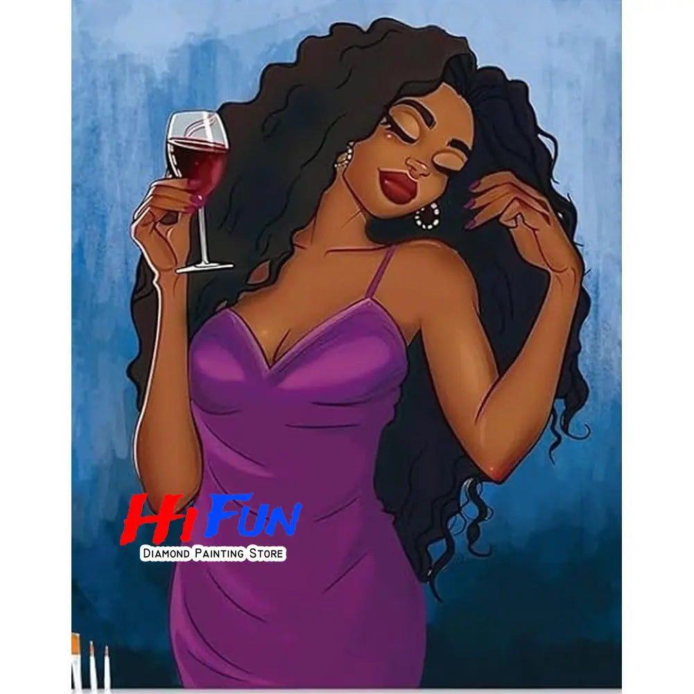 1pc frameless Black Art Diamond Painting DIY Diamond Embroidery Cross Stitch African American Woman Mosaic Rhinestone Kit Home D