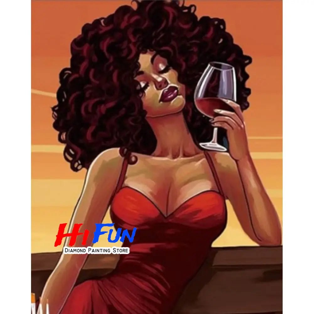 1pc frameless Black Art Diamond Painting DIY Diamond Embroidery Cross Stitch African American Woman Mosaic Rhinestone Kit Home D
