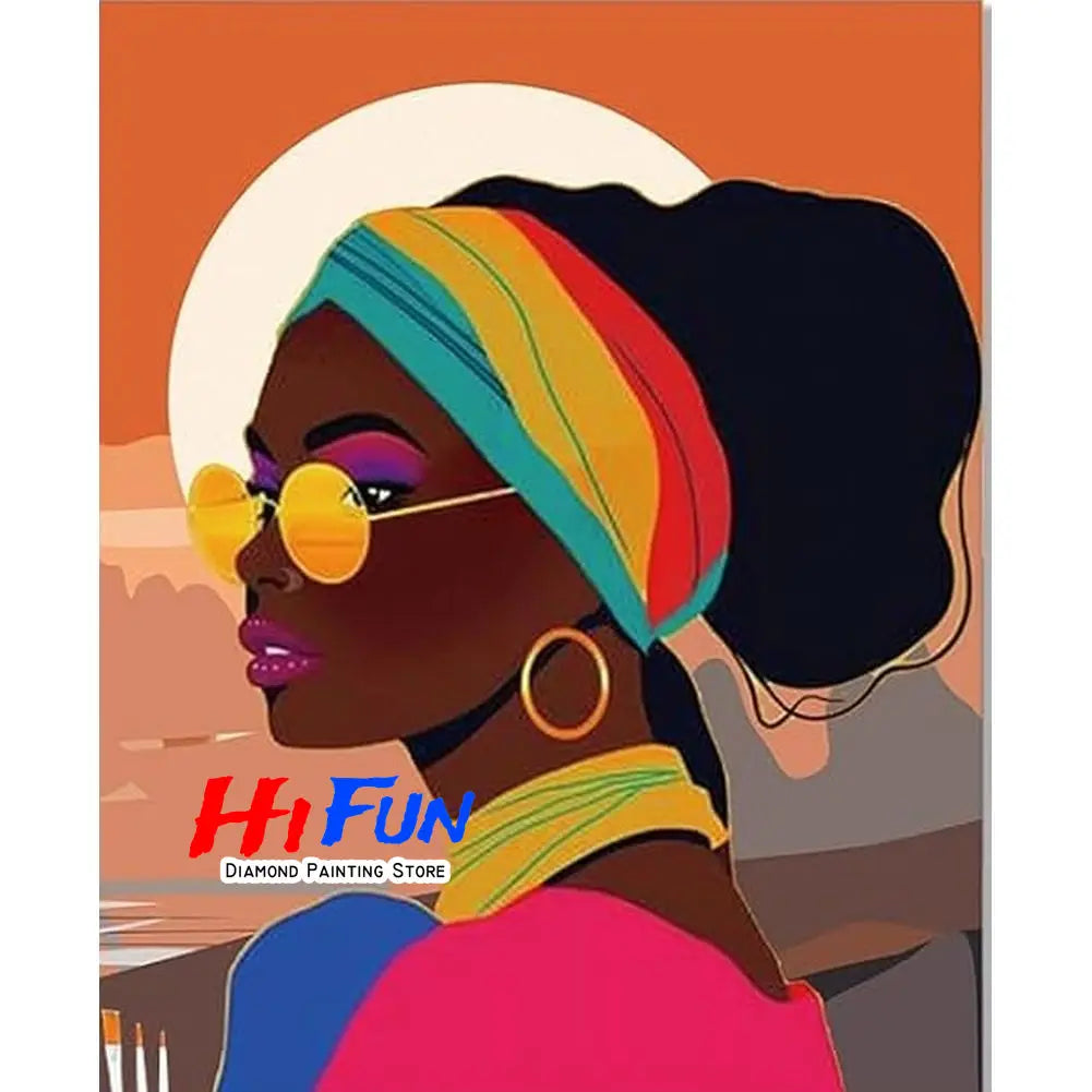 1pc frameless Black Art Diamond Painting DIY Diamond Embroidery Cross Stitch African American Woman Mosaic Rhinestone Kit Home D