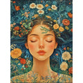 Diamond Art kit Vintage Abstract Woman with Flowers