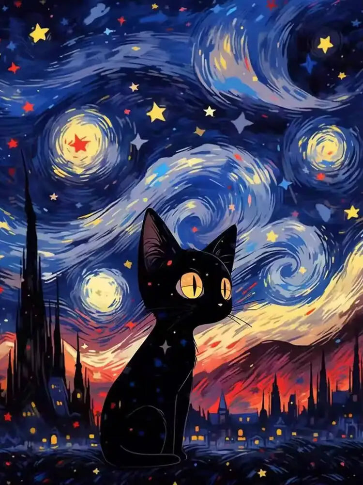 Starry Cat Diamond Painting Kit