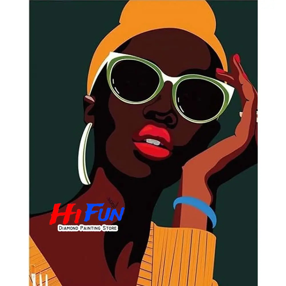 1pc frameless Black Art Diamond Painting DIY Diamond Embroidery Cross Stitch African American Woman Mosaic Rhinestone Kit Home D