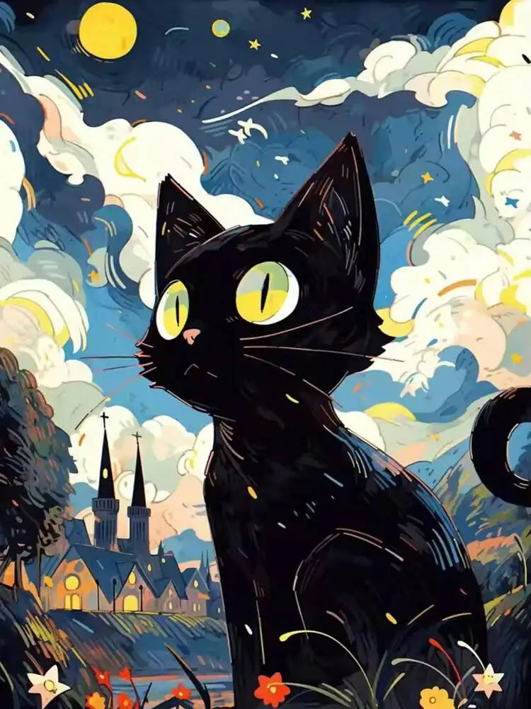 Starry Cat Diamond Painting Kit